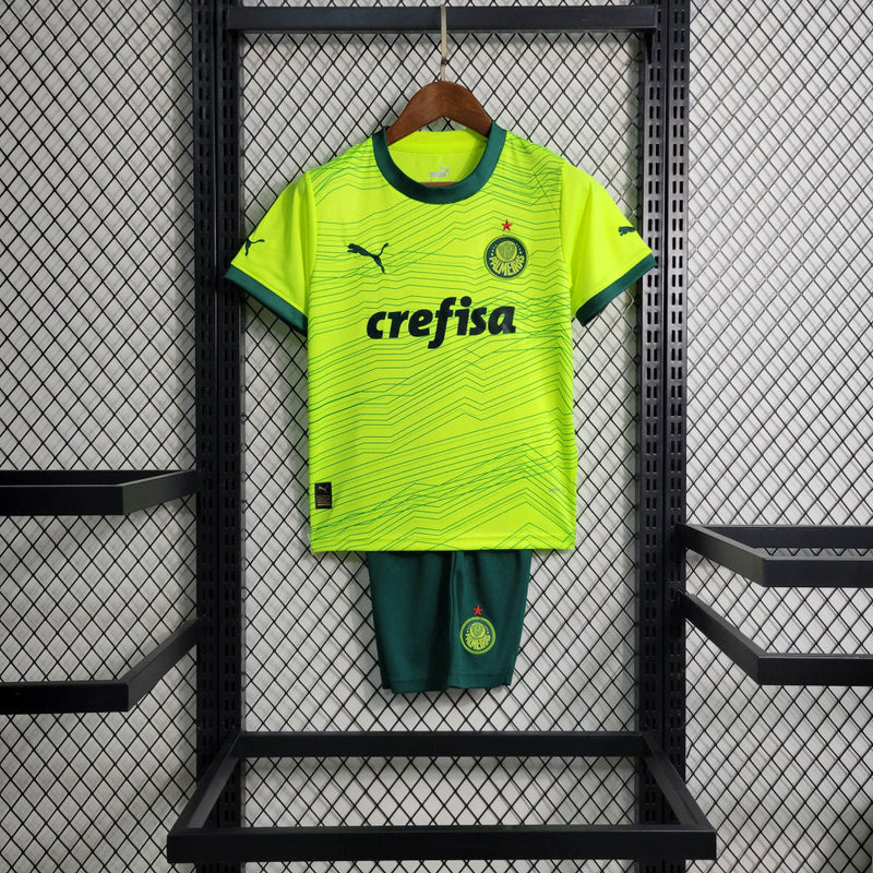 Kit Infantil Palmeiras Third 23/24 Camisa + Shorts Puma Unissex - Verde Florescente