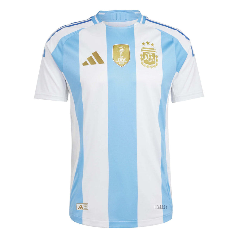 Camisa Seleção Argentina Home 2024/25 + Patch Campeão - Branca e Azul