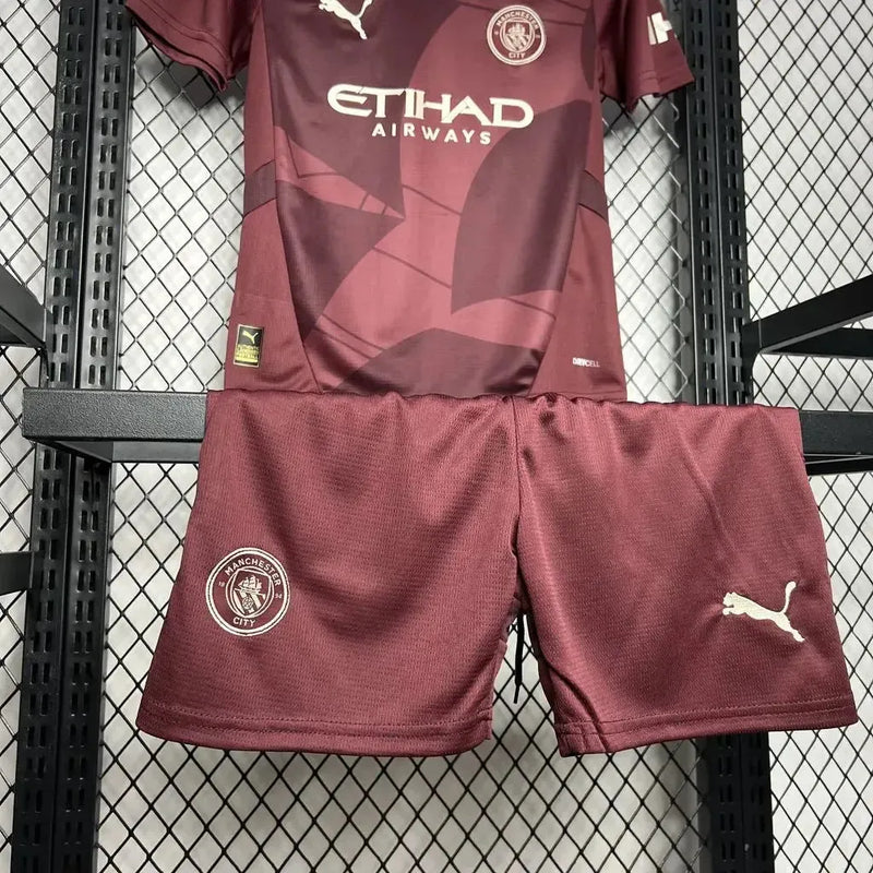 Camisa Manchester City Third Away 24/25 - Torcedor Infantil Vinho/Vermelha