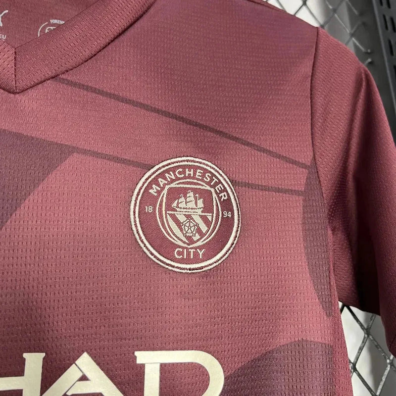 Camisa Manchester City Third Away 24/25 - Torcedor Infantil Vinho/Vermelha