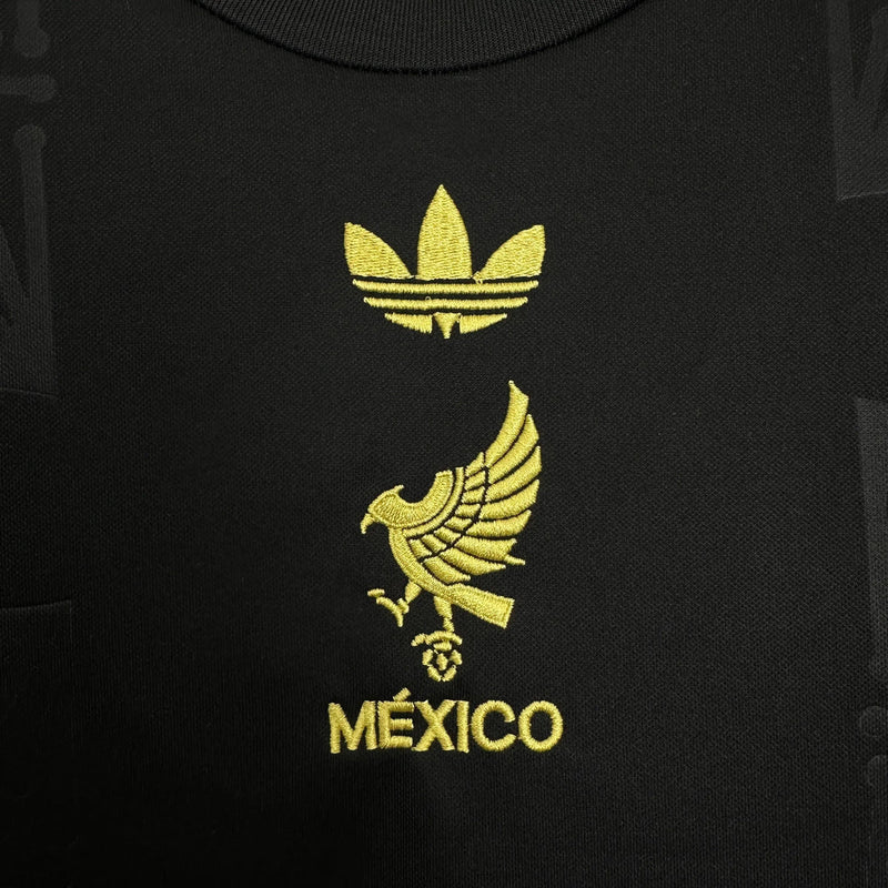 Camisa México Gold 25/26 - Torcedor Infantil Preta e Dourada