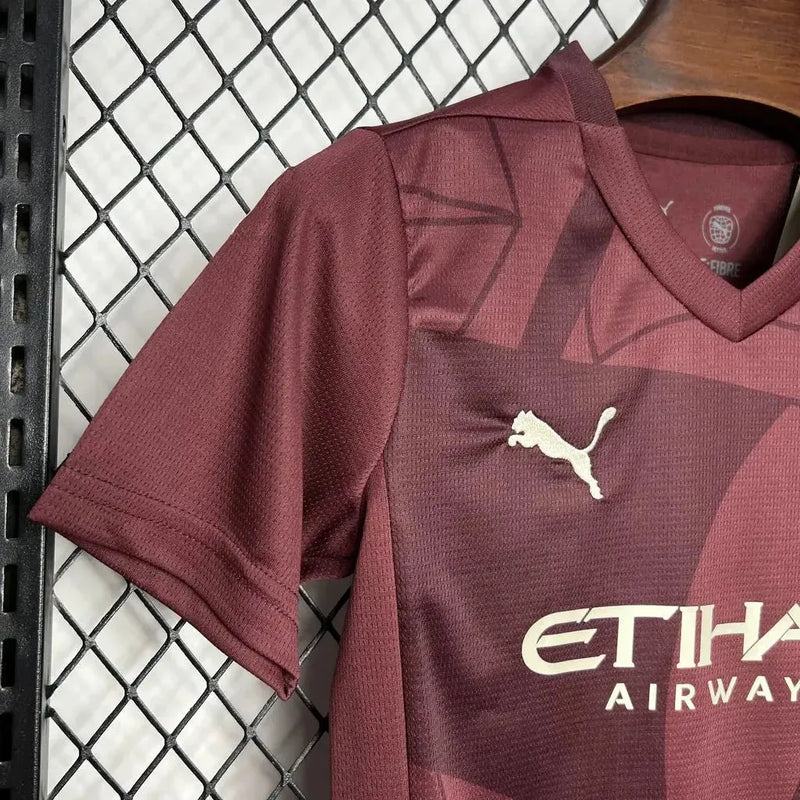 Camisa Manchester City Third Away 24/25 - Torcedor Infantil Vinho/Vermelha