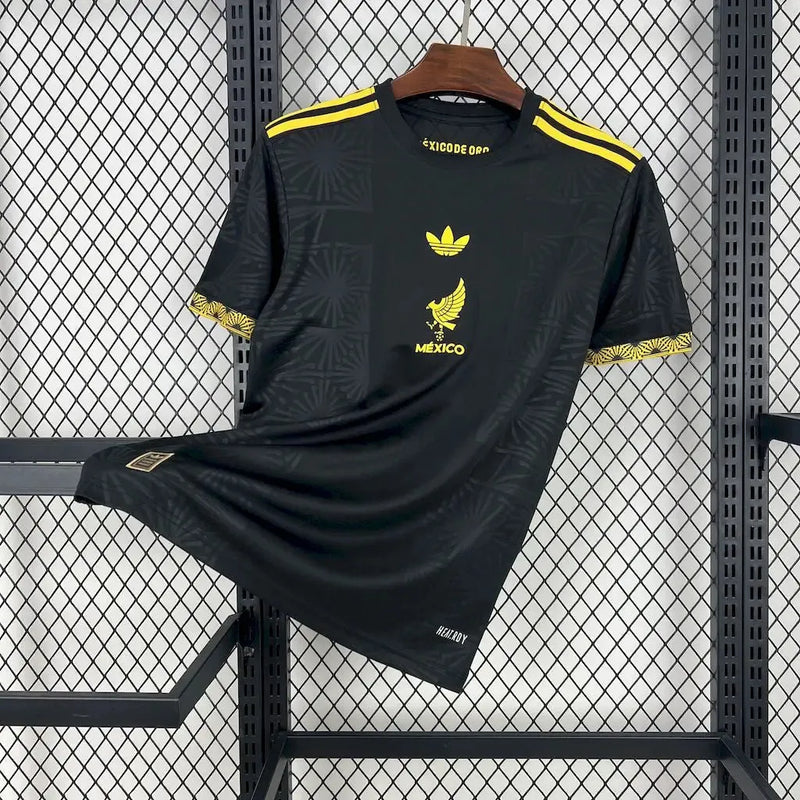 Camisa México Gold 25/26 - Torcedor Masculina Preta e Dourada