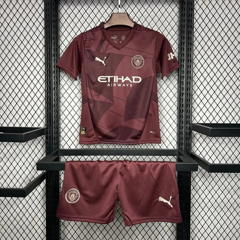 Camisa Manchester City Third Away 24/25 - Torcedor Infantil Vinho/Vermelha