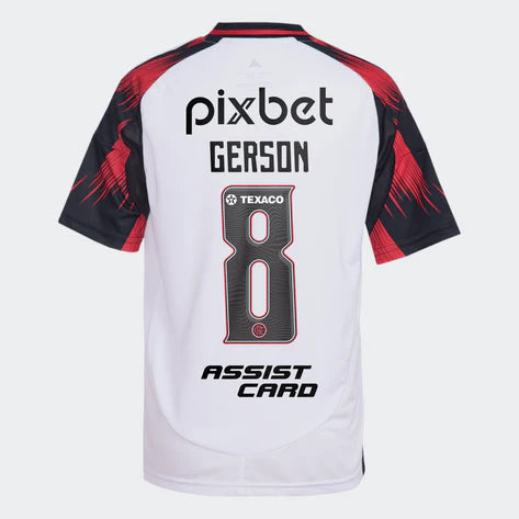 Camisa Flamengo Away 25/26 - Jogador Masculina Branca + Patrocínios