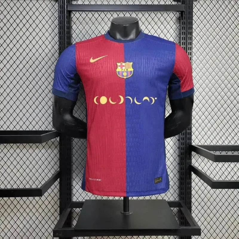 Camisa Barcelona COLDPLAY Home 24/25 - Jogador Masculina Azul e Vermelho